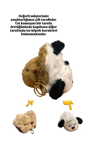 GÜÇLÜ • سلسلة مفاتيح قطيفة 2 في 1: كابيبارا والكلب اللطيف