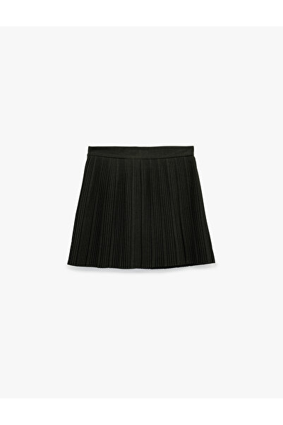 Koton Mini Pleated Skirt with Half Belt Detail