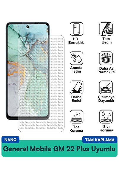 Milat Tech فيلم حماية الشاشة جنرال موبايل GM 22 Plus نانو مقاوم للخدوش والصدمات