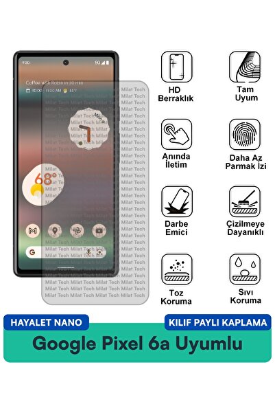 Milat Tech غطاء حماية شاشة متوافق مع هاتف Google Pixel 6a Ghost Nano مقاوم لل...