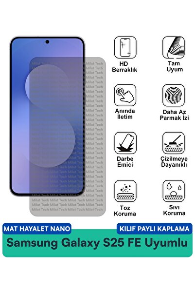 Milat Tech حافظة نانو مات هايلايت لهاتف سامسونج جالاكسي إس25 إف إي مع فيلم حم...