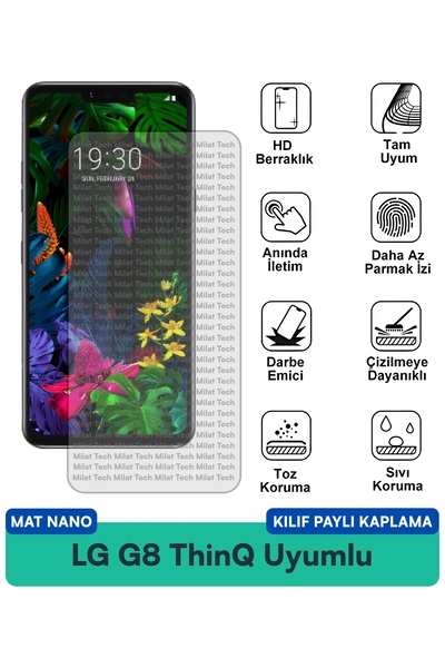 Milat Tech غطاء حماية نانو مطفي لهاتف إل جي جي8 ثينك مع فيلم حماية للشاشة متو...