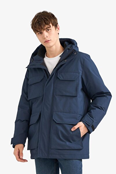 DeFacto Haina hidrofugă Regular Fit K cu glugă cu buzunare duble, cu fermoar și cu închidere cu capsă F5701AX25WN