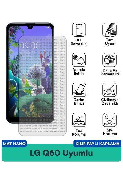 Milat Tech Lg Q60 Matte Nano Case Compatible Screen Protection Film Resistant...