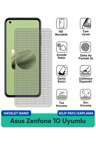Milat Tech غطاء حماية شاشة متوافق مع هاتف Asus Zenfone 10 Ghost Nano مقاوم لل...