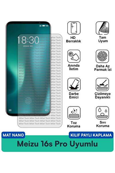 Milat Tech غطاء حماية نانو متوافق مع هاتف Meizu 16s Pro يقلل من انعكاس الضوء