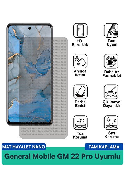 Milat Tech فيلم حماية الشاشة جنرال موبايل GM 22 Pro Mat Hayalet Nano يقلل من ...