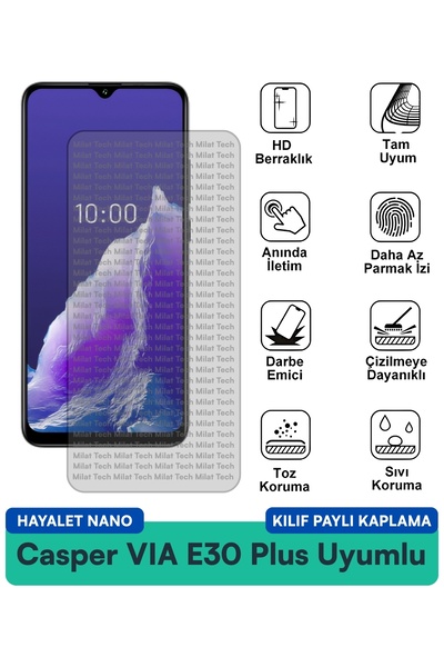 Milat Tech غطاء حماية شاشة متوافق مع Casper VIA E30 Plus Ghost Nano مقاوم للخ...
