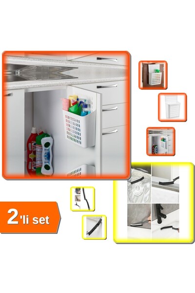 HerEveOyuncak Dolap Kapağına Asılabilen Deterjan Organizeri + Kavisli İnce Kı...