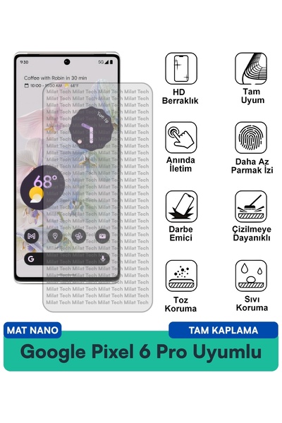 Milat Tech طبقة حماية للشاشة من جوجل بيكسل 6 برو مات نانو مقاومة للخدوش والصدمات