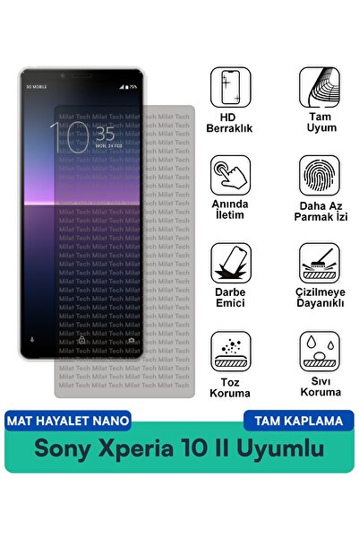 Milat Tech طبقة حماية للشاشة من سوني إكسبيريا 10 II مات هايت نانو مقاومة للخد...