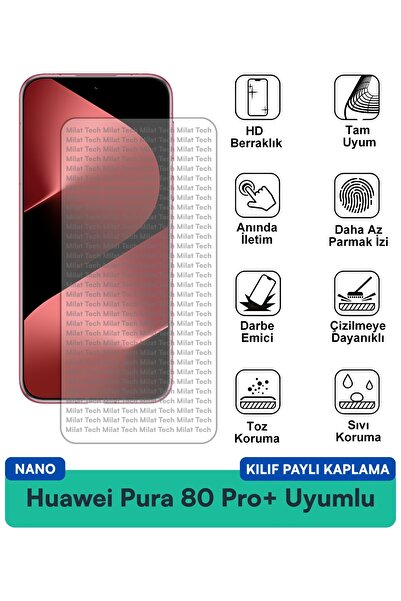 Milat Tech حافظة هواوي بورا 80 برو+ نانو متوافقة مع طبقة حماية الشاشة مقاومة ...