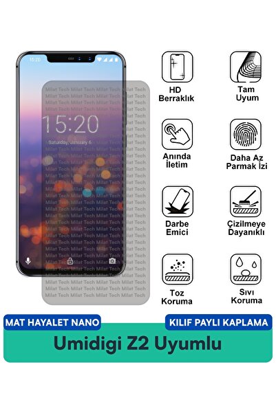 Milat Tech غطاء حماية Umidigi Z2 Mat Ghost Nano متوافق مع طبقة حماية الشاشة م...