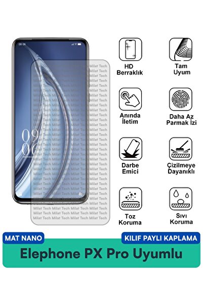 Milat Tech حافظة لهاتف Elephone PX Pro Matte Nano متوافقة مع واقي الشاشة مضاد...