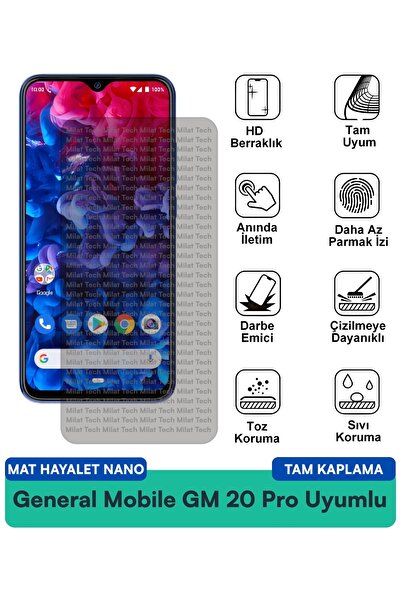 Milat Tech فيلم حماية الشاشة جنرال موبايل GM 20 Pro Mat Hayalet Nano مقاوم لل...