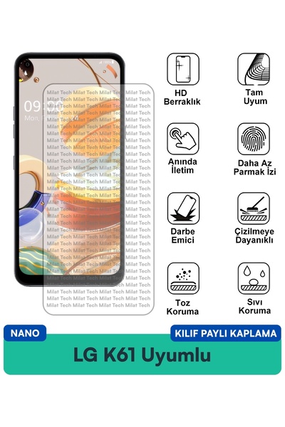 Milat Tech حافظة LG K61 Nano متوافقة مع واقي الشاشة ومقاومة بصمات الأصابع وحس...