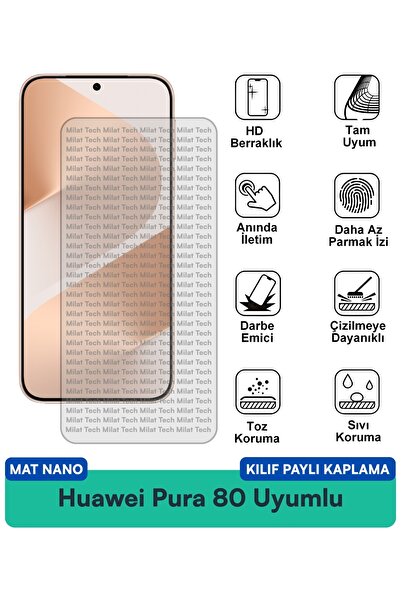 Milat Tech حافظة هواوي بورا 80 مات نانو متوافقة مع طبقة حماية الشاشة مقاومة ل...
