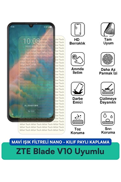 Milat Tech حافظة نانو مزودة بفلتر الضوء الأزرق من ZTE Blade V10، متوافقة مع ط...