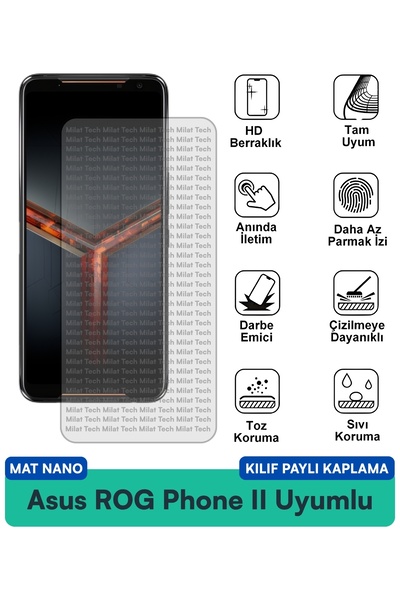 Milat Tech حافظة Asus ROG Phone 9 Pro Mat Nano متوافقة مع طبقة حماية الشاشة ا...