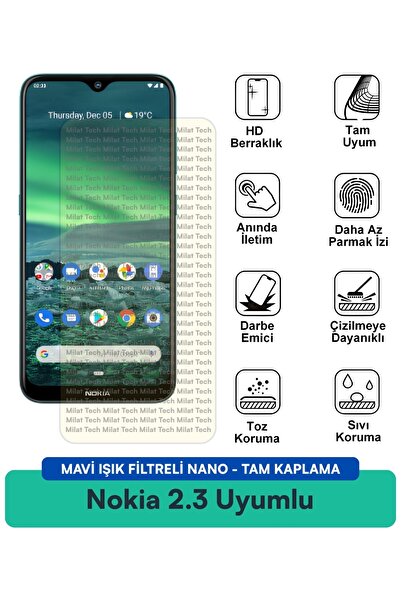 Milat Tech واقي شاشة نانو مع فلتر الضوء الأزرق لهاتف نوكيا 2.3، مقاوم للخدوش ...