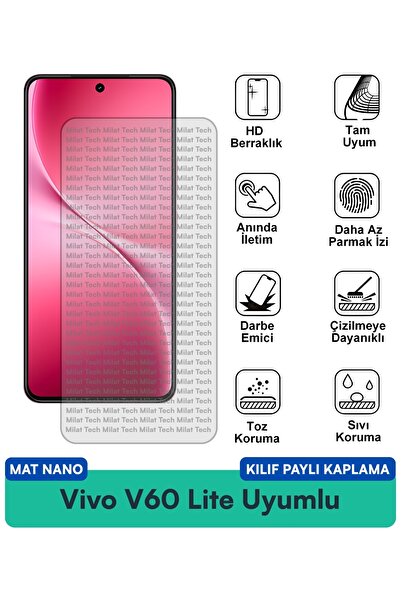 Milat Tech غطاء حماية نانو متوافق مع هاتف فيفو V60 مع طبقة حماية للشاشة مقاوم...