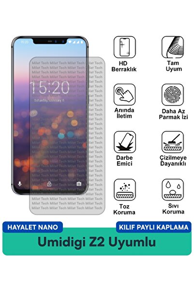Milat Tech غطاء حماية Umidigi Z2 Ghost Nano متوافق مع طبقة حماية الشاشة مقاوم...