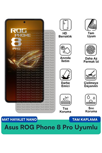 Milat Tech طبقة حماية للشاشة من نوع Asus ROG Phone 8 Pro Mat Hayalet Nano مقا...