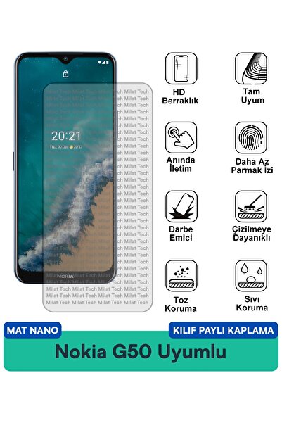 Milat Tech حافظة نوكيا G50 مات نانو متوافقة مع طبقة حماية الشاشة ومقاومة للبق...