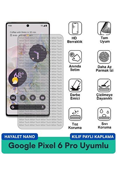 Milat Tech حافظة جوجل بيكسل 6 برو فانتوم نانو متوافقة مع واقي شاشة الخصوصية و...