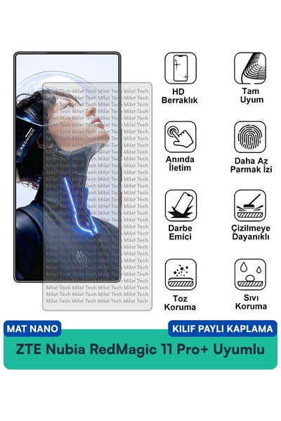 Milat Tech حافظة ZTE Nubia RedMagic 11 Pro Mat Nano متوافقة مع طبقة حماية الش...