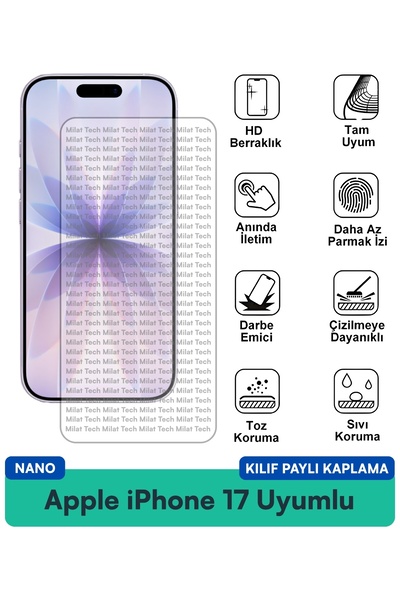 Milat Tech حافظة لهاتف Apple iPhone 17 Nano متوافقة مع واقي شاشة وطبقة حماية ...