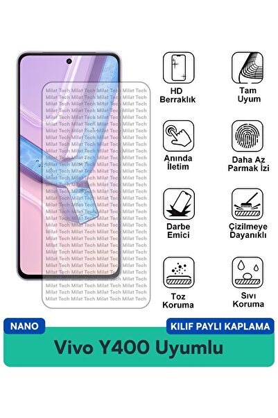Milat Tech غطاء حماية نانو لهاتف فيفو Y400 متوافق مع فيلم حماية الشاشة، لا يت...