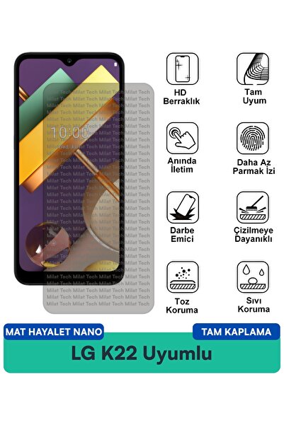 Milat Tech طبقة حماية شاشة LG K22 Matte Ghost Nano، خصوصية قوية ومقاومة للخدش