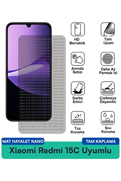 Milat Tech Xiaomi Redmi 15C Mat Ghost Nano Film لحماية الشاشة بتصميم غير لامع...