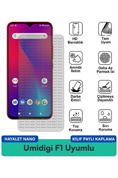 Milat Tech حافظة Umidigi F1 Ghost Nano متوافقة مع واقي الشاشة للخصوصية ومضادة...