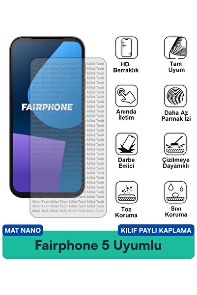 Milat Tech حافظة Fairphone 5 Matte Nano متوافقة مع واقي الشاشة ضد الخدوش والب...