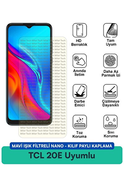 Milat Tech غطاء حماية نانو متوافق مع هاتف TCL 20E مع فلتر الضوء الأزرق، مقاوم...