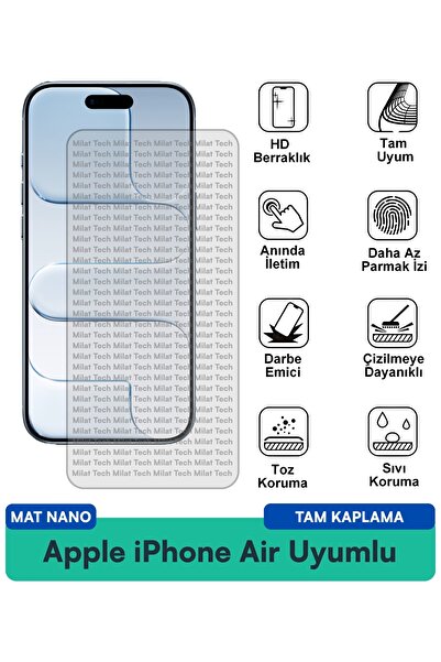 Milat Tech طبقة حماية شاشة نانو من أبل آيفون إير مات، طبقة عالية التحمل لتقلي...