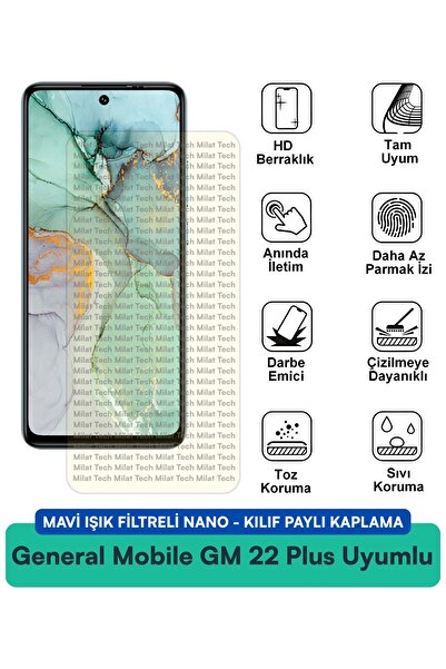 Milat Tech غطاء نانو متوافق مع جهاز General Mobile GM 22 Plus مع فلتر الضوء ا...
