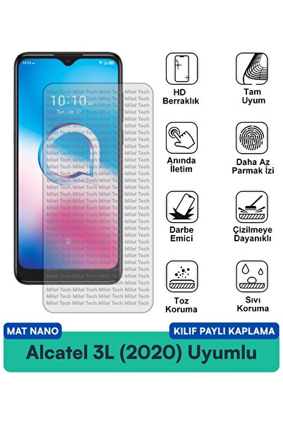 Milat Tech فيلم حماية للشاشة متوافق مع حافظة Alcatel 3L (2020) مات نانو مقاوم...
