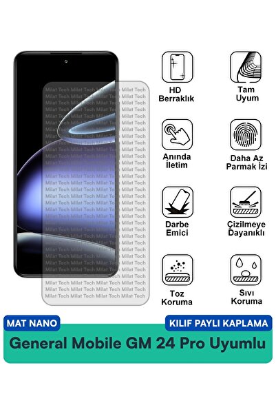 Milat Tech فيلم حماية الشاشة المتوافق مع حافظة General Mobile GM 24 Pro Mat N...