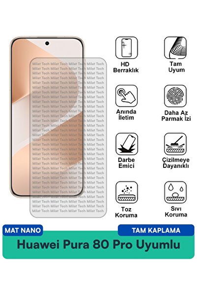 Milat Tech طبقة حماية للشاشة من هواوي بورا 80 برو مات نانو، سطح متين يقلل من ...