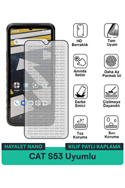 Milat Tech حافظة CAT S53 Hayalet Nano متوافقة مع واقي الشاشة للخصوصية، طبقة ح...