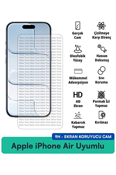 Milat Tech زجاج حماية الشاشة لهاتف Apple iPhone Air 9H، تغطية كاملة، يدوم لفت...