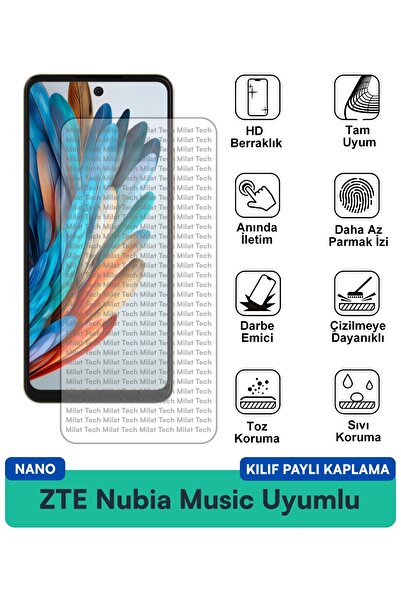 Milat Tech غطاء حماية شاشة متوافق مع ZTE Nubia Music Nano مقاوم للخدوش والصدمات