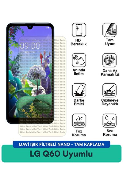 Milat Tech فيلم حماية شاشة نانو مزود بفلتر الضوء الأزرق من LG Q60 مقاوم للخدو...