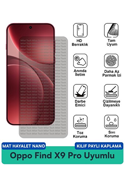 Milat Tech Oppo Find X9 Pro Mat Hayalet Nano Kılıf Uyumlu Ekran Koruma Filmi ...