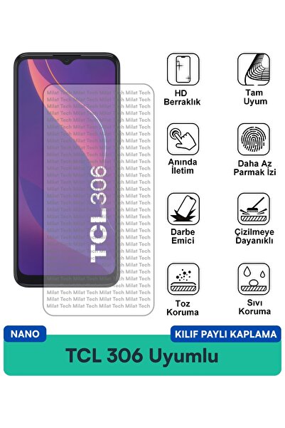 Milat Tech حافظة TCL 306 Nano متوافقة مع طبقة حماية الشاشة المقاومة للخدوش وا...