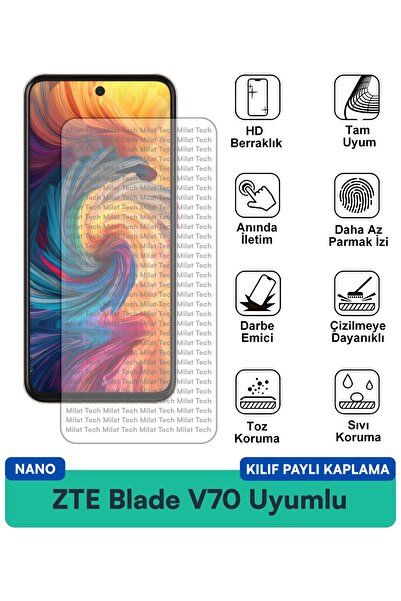 Milat Tech حافظة ZTE Blade V70 Nano متوافقة مع طبقة حماية الشاشة ومقاومة لبصم...