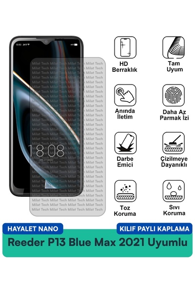 Milat Tech Reeder P13 Blue Max 2021 Hayalet Nano Case متوافق مع طبقة حماية ال...